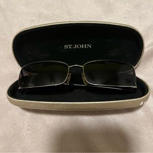 St.John gray black sunglasses with silver braided hardware